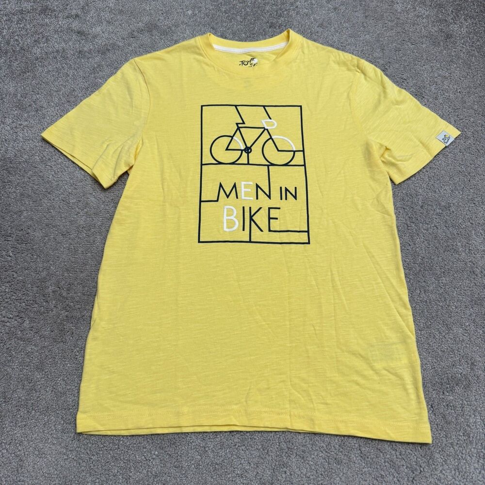 Tour De France x Jules Graphic Cycling T-Shirt Men Small Yellow Bicycle Crew Tee